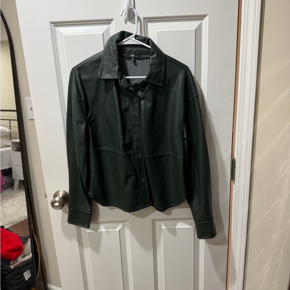 Women's Green Faux Leather Jacket